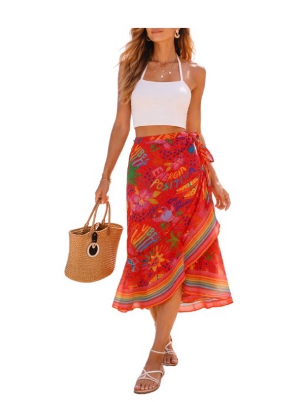 Farm Rio Wrap Midi Skirt